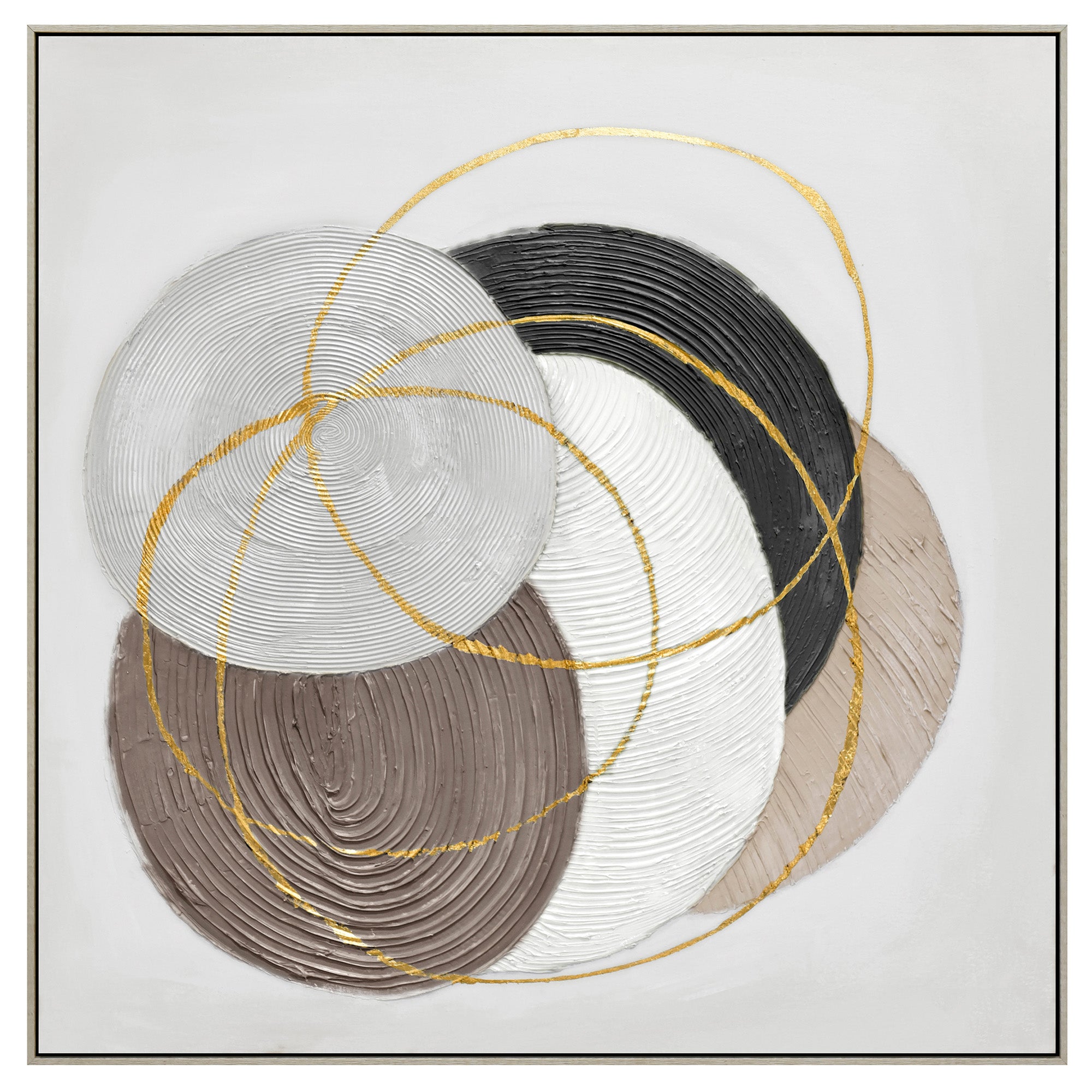 V411-SOK-HMTWF-13227LRD-90163-00 100X100cm Martian Geometrics Light Wood Framed Hand Painted Canvas Wall Art - Image 1