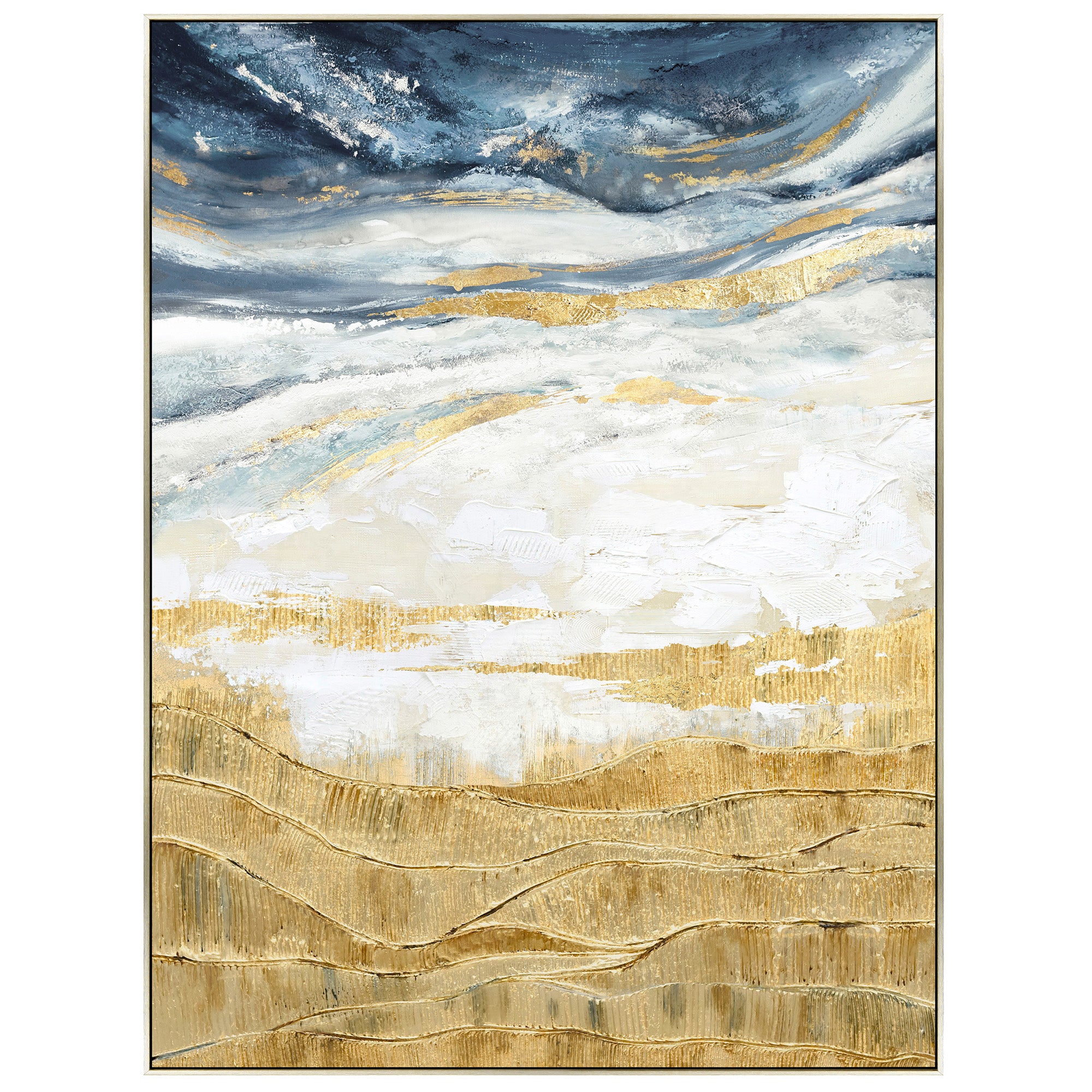 V411-SOK-HMTWF-21421JD-90185-00 90X120cm Golden Horizon Champagne Framed Canvas Wall Art - Image 1