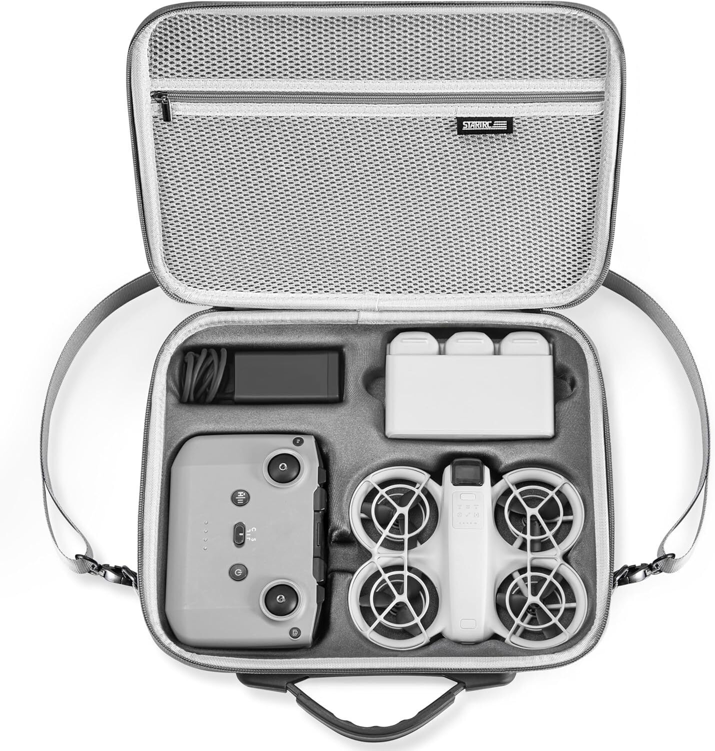V413-ST-1123988-NEO-CASE-GREY-223139-00 STARTRC Carrying Case for DJI Neo Portable PU Storage Protective Bag for DJI Neo Fly More Combo Accessories, Compatible with RC-N3 Remote Controller, Neo Intelligent Flight Battery, Charging Hub - Image 1