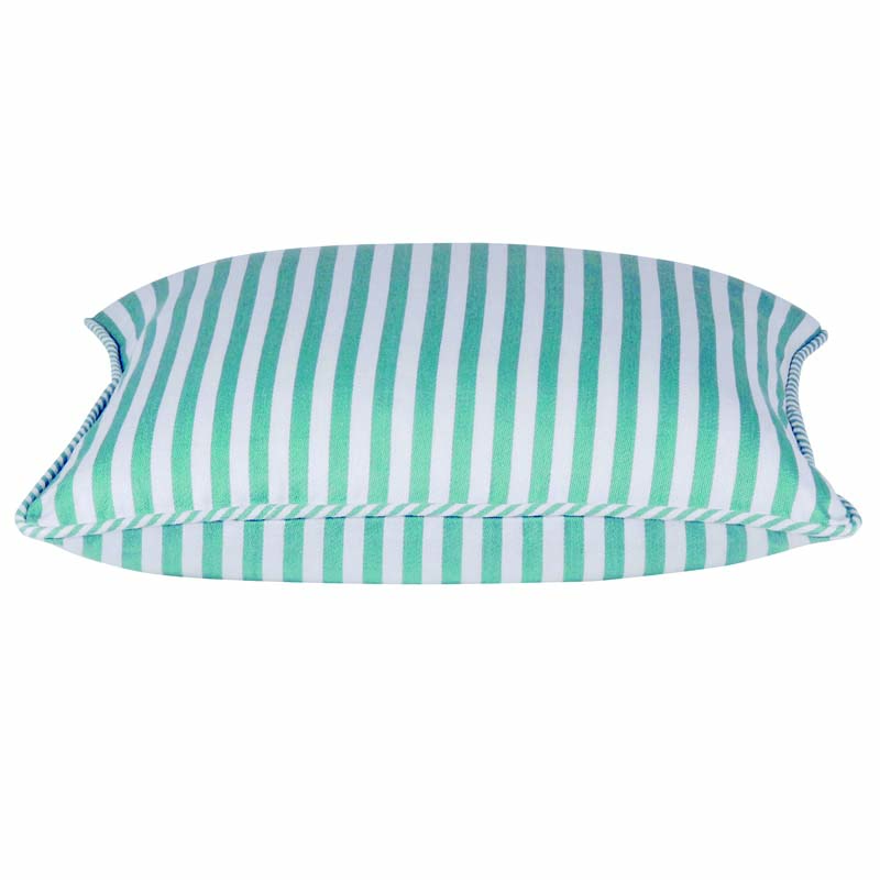 V416-444150P10-77290-00 Dandi Pale Aqua Blue / Green & White Striped Cushion Cover 40x40cm - Image 1