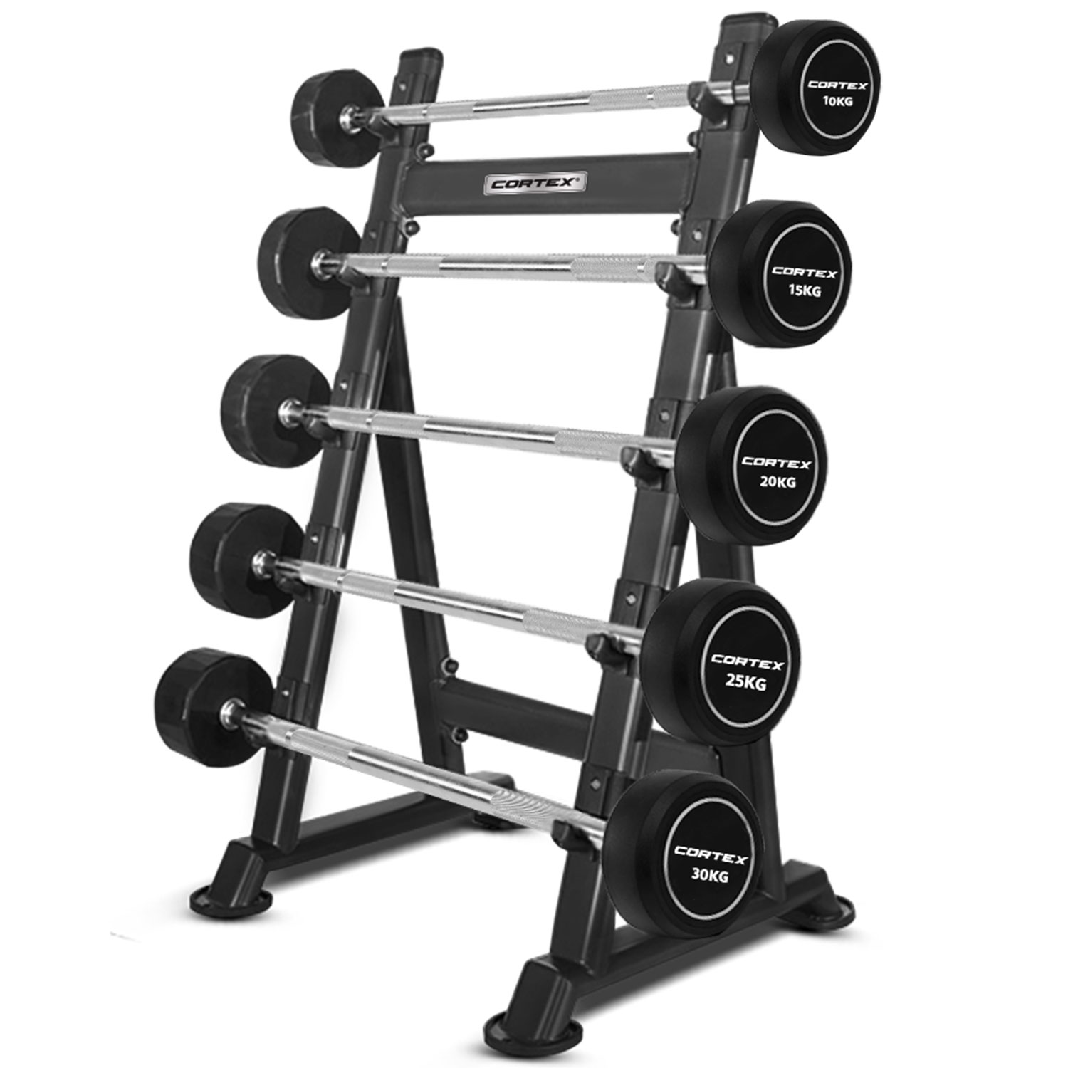 V420-CSBB-STD100-86778-00 CORTEX 100kg ALPHA Series Fixed Barbell Set with Stand - Image 1
