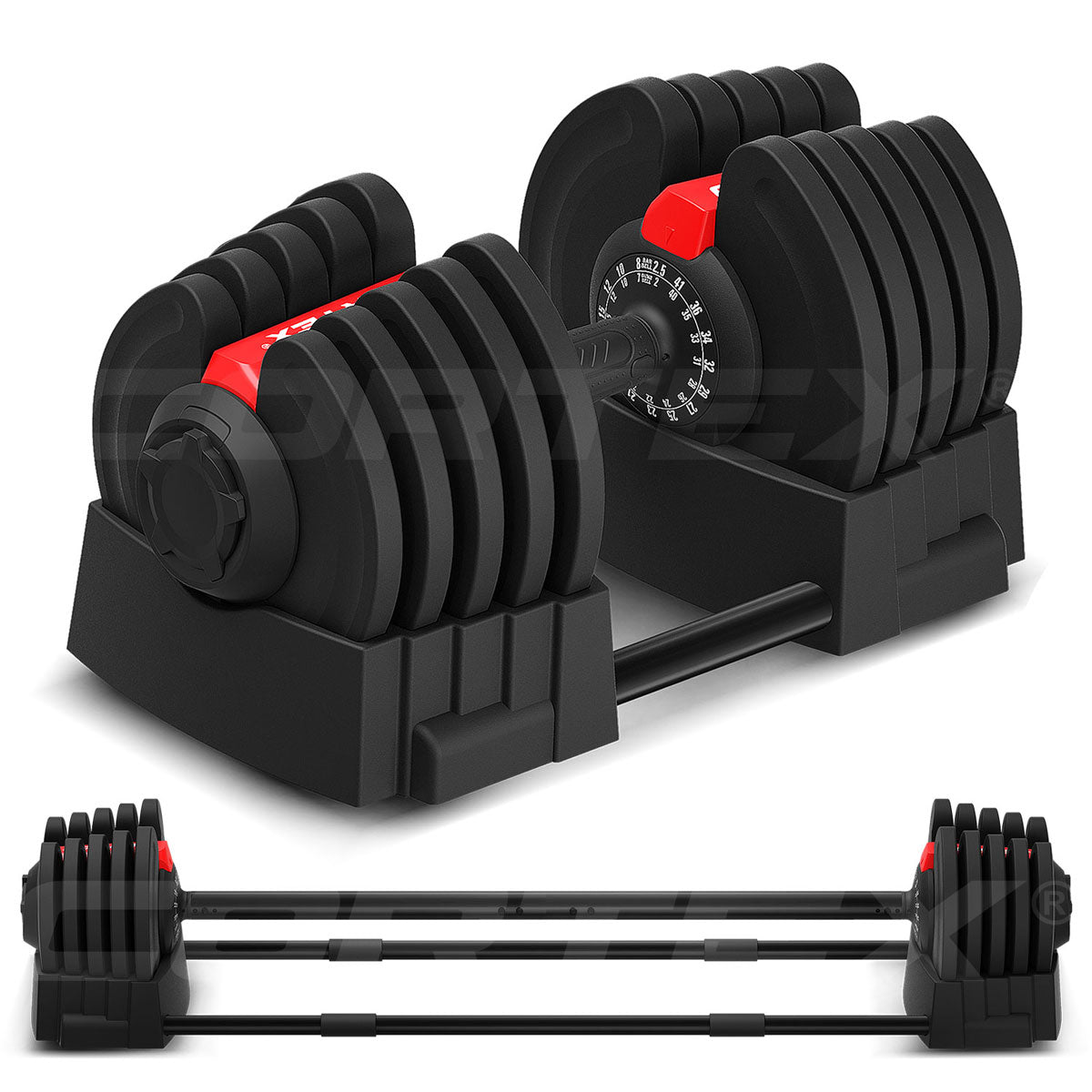 V420-CSDB-DBRV240-1-197887-00 CORTEX Revolock V2 40kg Adjustable Steel Dumbbell Barbell All-in-One (Single) - Image 1