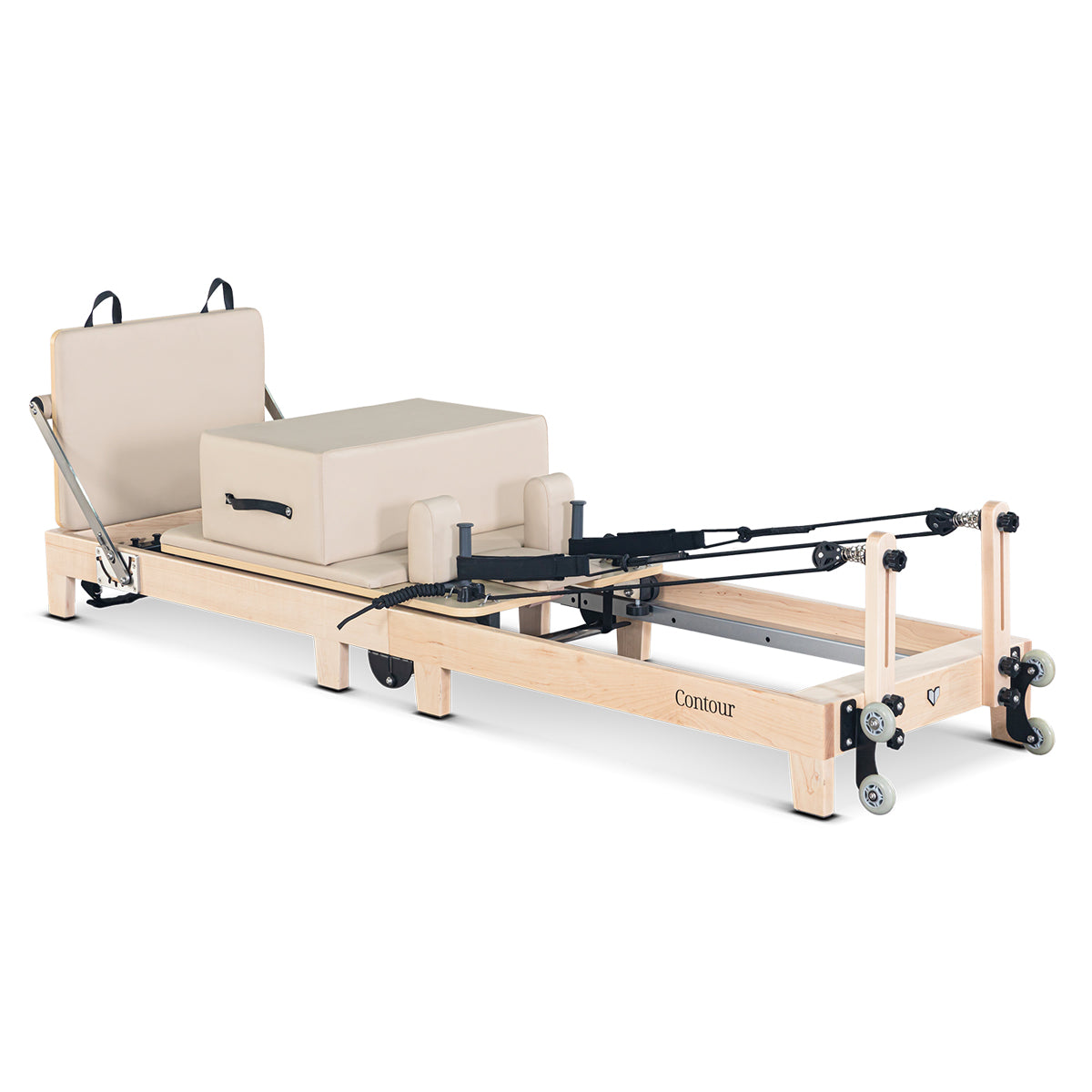V420-LFRF-CONTFLD2B-197865-00 Lifespan Fitness Contour Folding Wooden Pilates Reformer Machine Set (Beige) - Image 1
