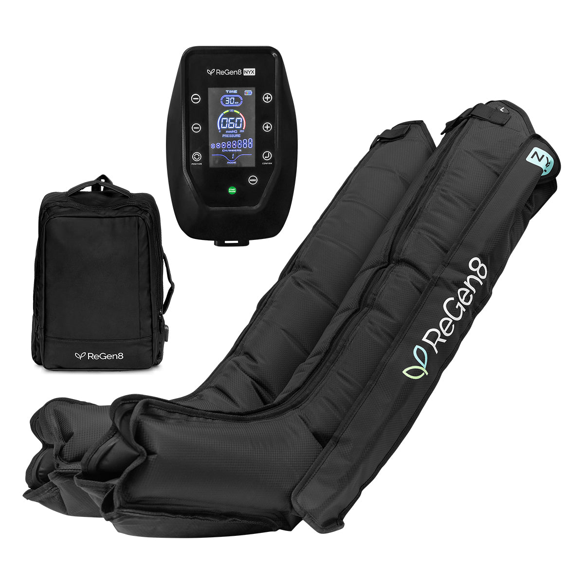 V420-RGCB-NYX8C-MD-197893-00 Regen8 Nyx 8-Chamber Compression Recovery Boots (Medium, 160-175cm) - Image 1