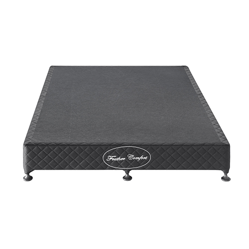 V43-BASE-QB-CH-01_2_41 Mattress Base Ensemble Queen Size Solid Wooden Slat in Charcoal with Removable Cover - Image 1