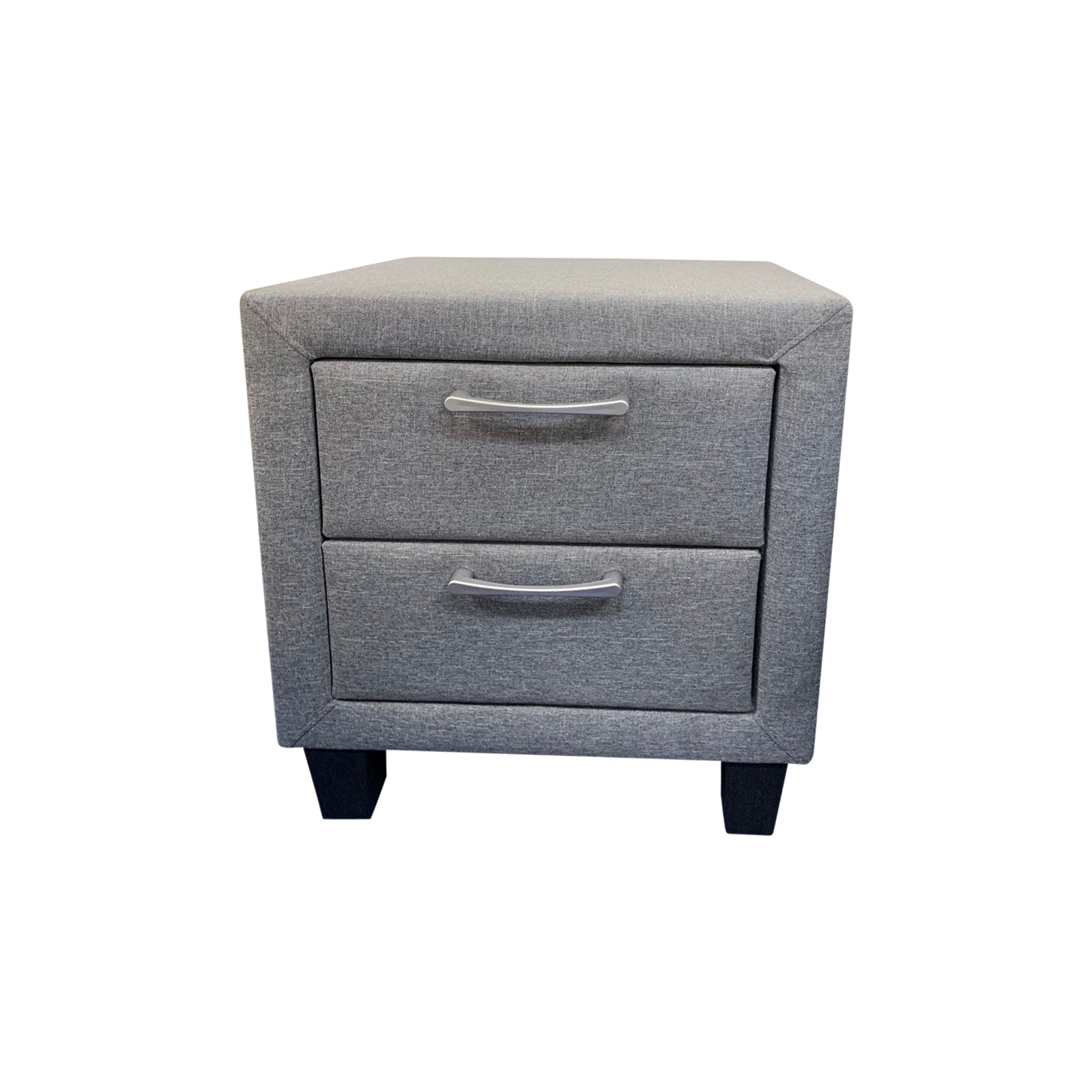 V43-BST-MEGALG-202505131845-00 Bedside Table 2 drawers Night Stand Upholstery Fabric Storage in Light Grey Colour - Image 1