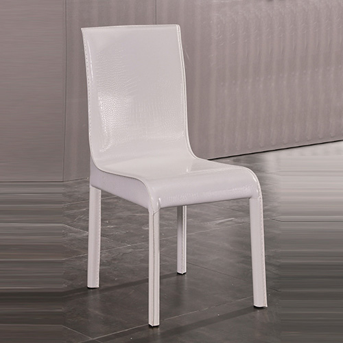 V43-DC-ESPR-WH-01_1_19 2x Steel Frame White Leatherette Medium High Backrest Dining Chairs with Wooden legs - Image 1