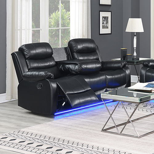 V43-REC-CHLS3RBL-144724-00 Chelsea 3R Seater Finest Leatherette Recliner Feature Console LED Light Ultra Cushioned - Image 1