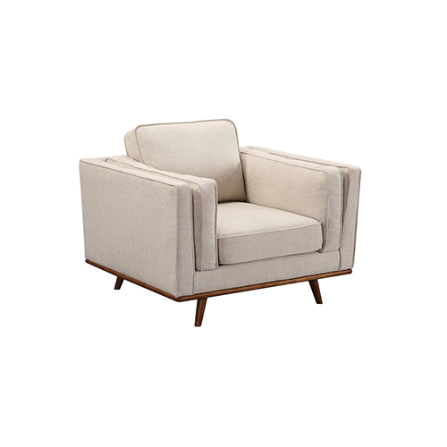 V43-SOF-YOKBG1S-02_1_13 Single Seater Armchair Sofa Modern Lounge Accent Chair in Beige Fabric with Wooden Frame - Image 1