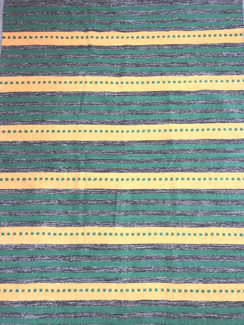 V430-RJ-32-70693-00 Green/yellow cotton kilim rug 90x150 cm - Image 1