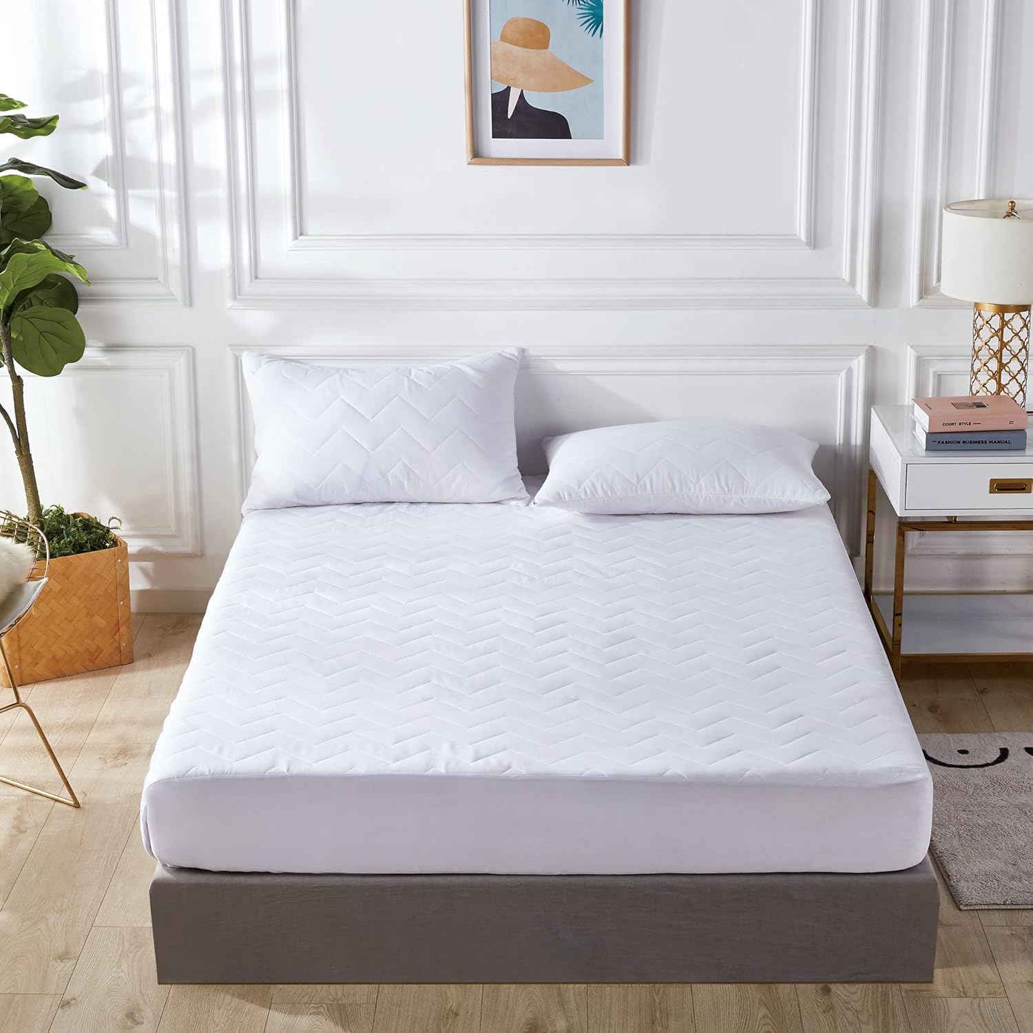 V439-AMPQW-205210-00 100% Ultra-Soft Cotton Quilted Anti-Microbial Mattress Cover Protector - Single Size - Image 1