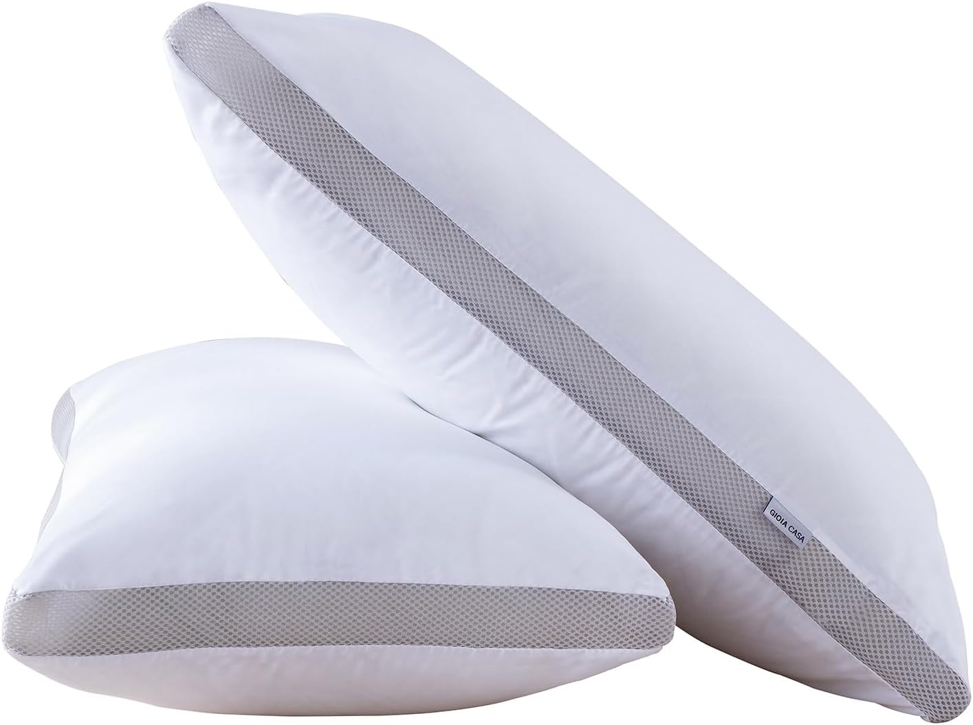 V439-BAMBOOP1-FBM-191090-00 Bamboo Cooling Pillows Twin Pack - Luxury Plush Down-Like Microfibre Pillows for Bedding - Ultra Soft, Comfy & Breathable Standard Pillows - Image 1