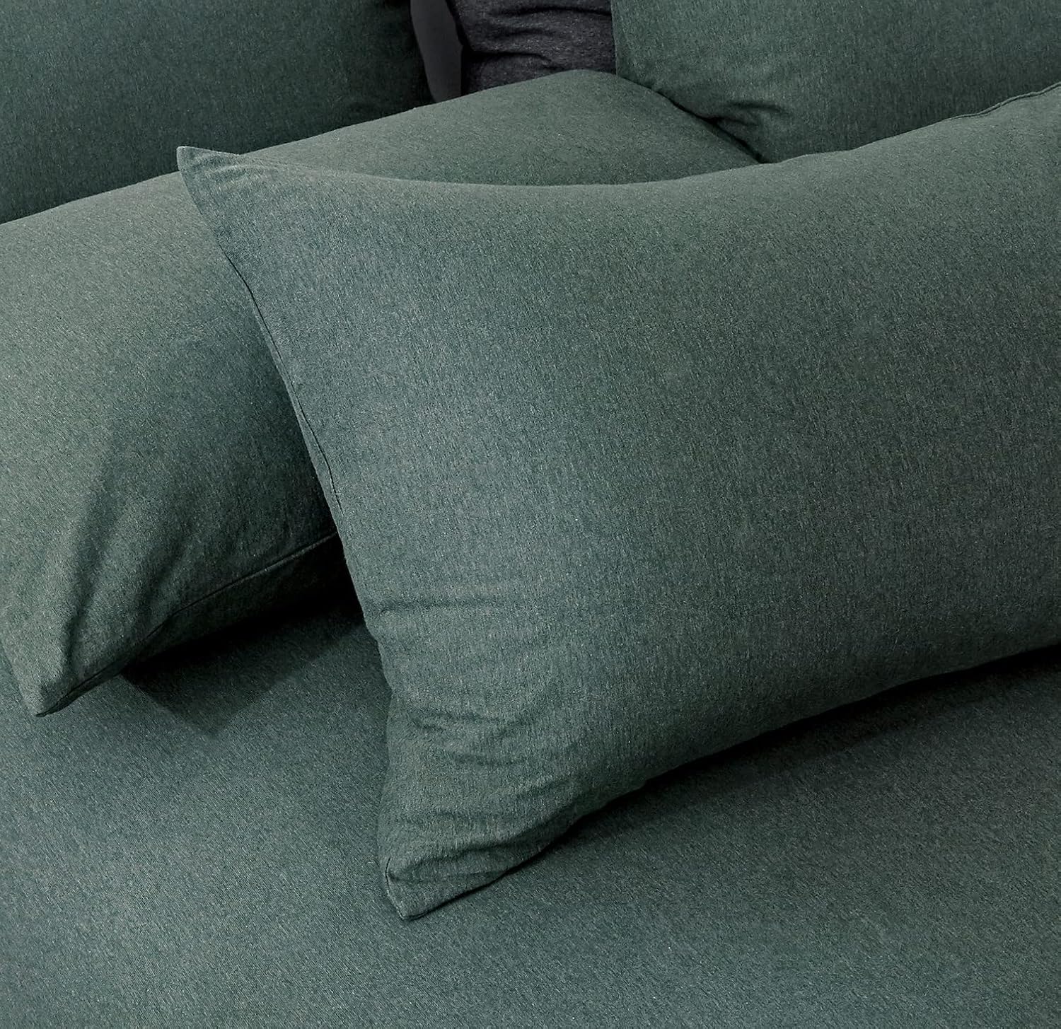 V439-BQSGREENJ-191137-01 100% Jersey Cotton Quilt Cover Set - Green - Double - Image 1