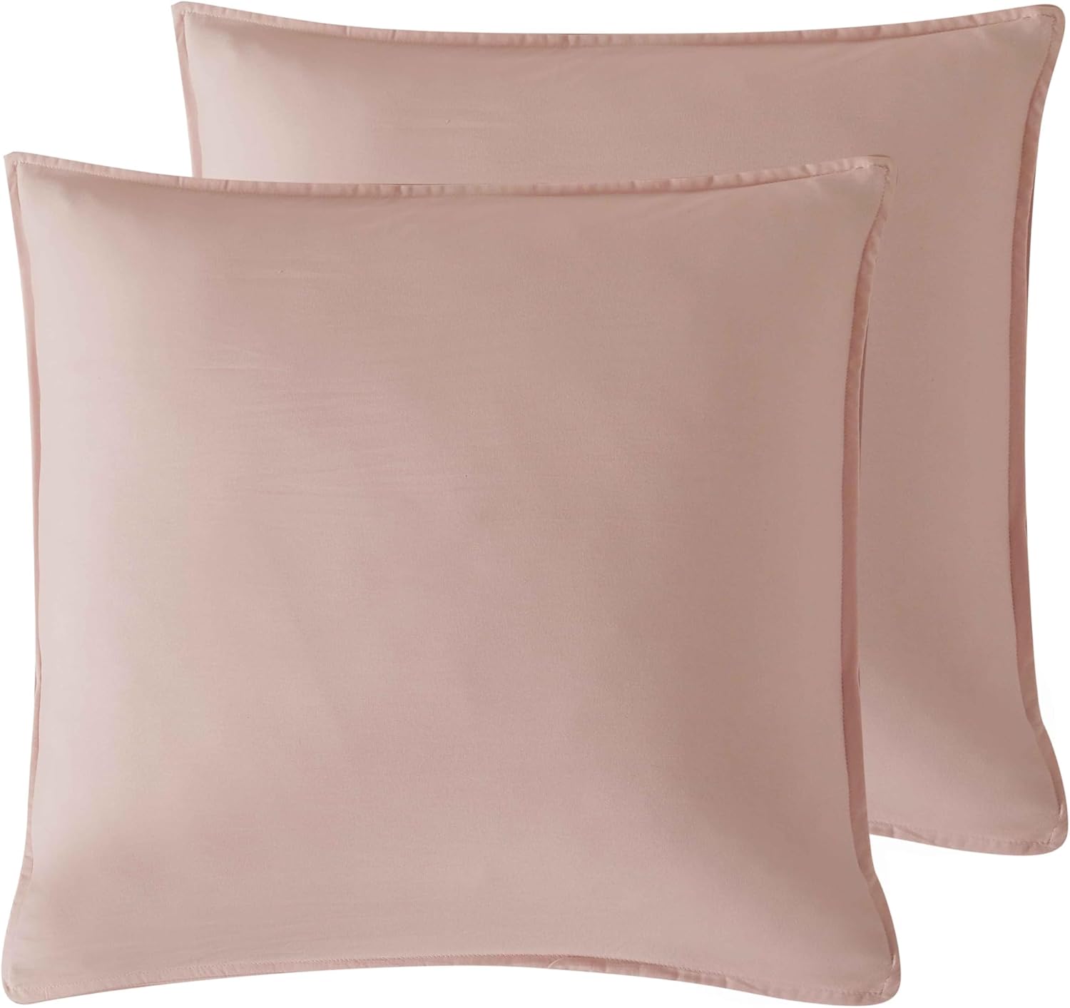 V439-EPPINKWM2-218302-00 Twin Pack Vintage Washed Microfibre European Pillowcase (Pink, Square) - Image 1