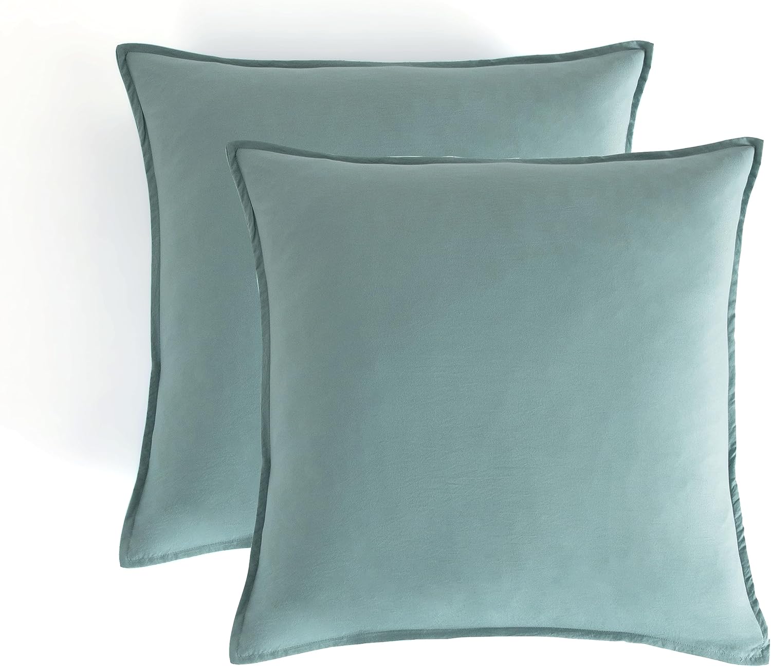 V439-EPSEAFOAMWM-191023-00 Vintage Washed Microfibre European Pillowcases - Set of 2 Luxurious European Pillow Covers - Seafoam - Image 1