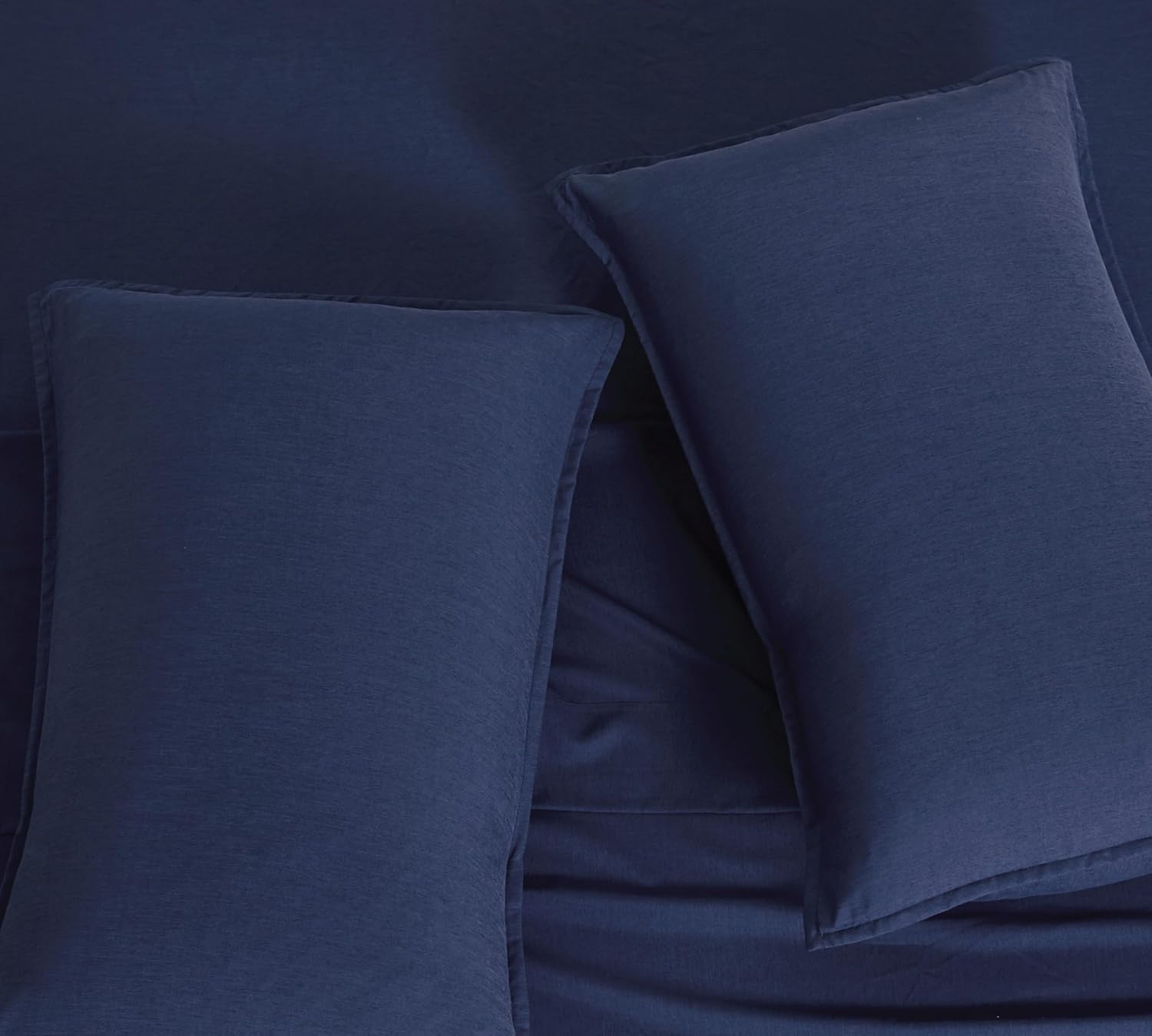 V439-SPBAMPOLYNAVY2-210893-01 Bamboo Microfibre Standard Pillowcase x2 (one pair) - Navy - Image 1