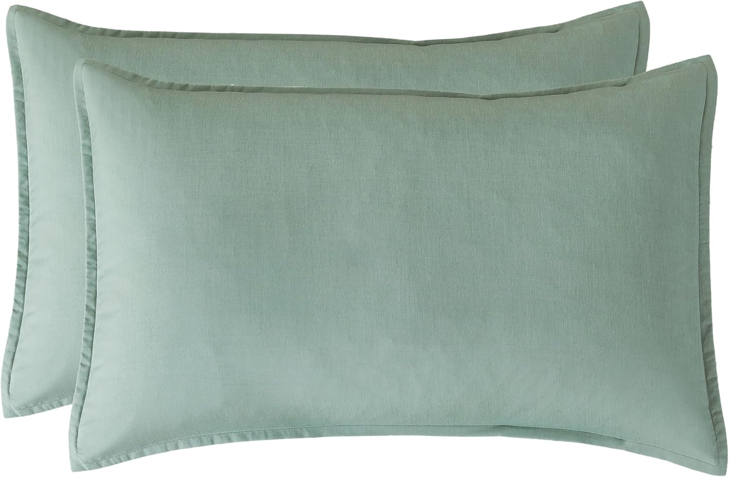 V439-SPBAMPOLYSAGE2-210891-00 Bamboo Microfibre Standard Pillowcase x2 (one pair) - Sage Green - Image 1
