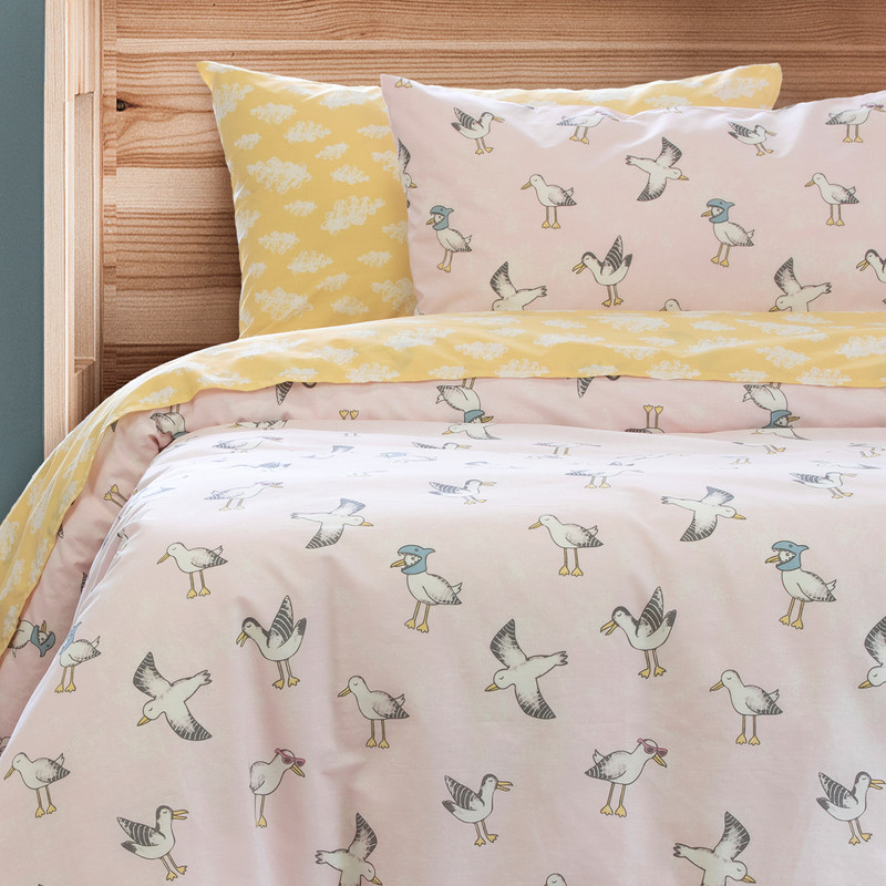V441-QS4644PNKSB-72495-00 Seagulls QUILT COVER SET - SINGLE - Image 1