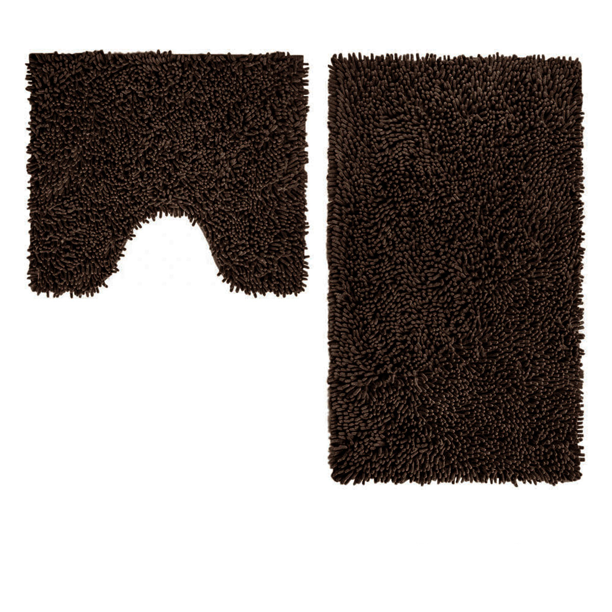 V442-ABR-BATHM-2PCESHAGGY-CHOCOLATE-SH-206223-00 2 Pce Shaggy Toggle 100% Cotton Bath Mat Set Chocolate - Image 1