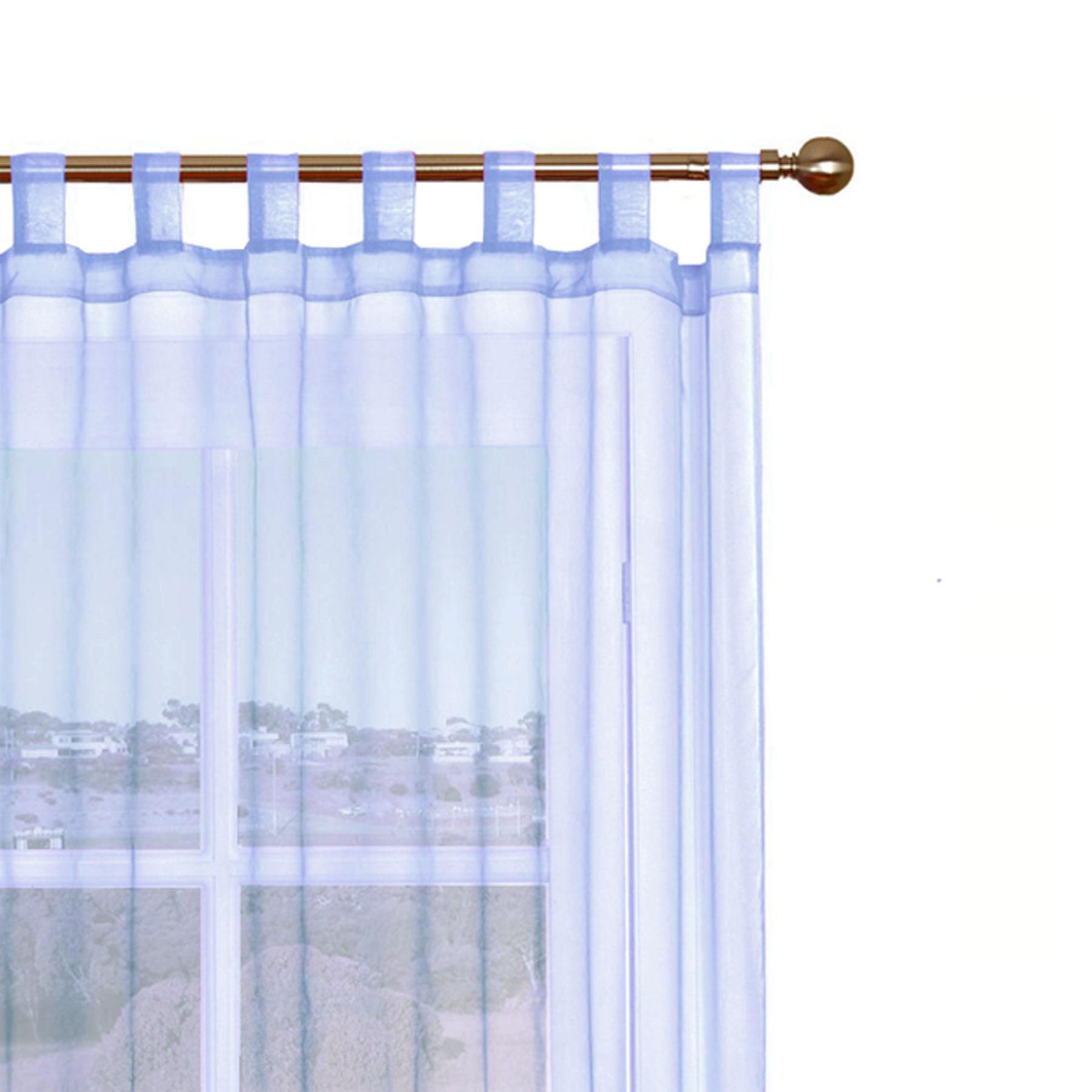 V442-ABR-CURTAIN-1PCEORGANZA-BLUE-RE-96555-00 1 Piece Organza Tab Top Curtain 110 x 213 cm Blue - Image 1