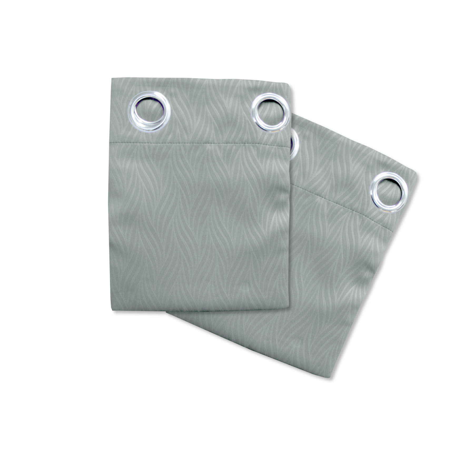 V442-ABR-CURTAIN-LEAFEYELET-GREY-RE-96399-00 Pair of Blockout Embossed Eyelet Leaf Curtains Grey - Image 1