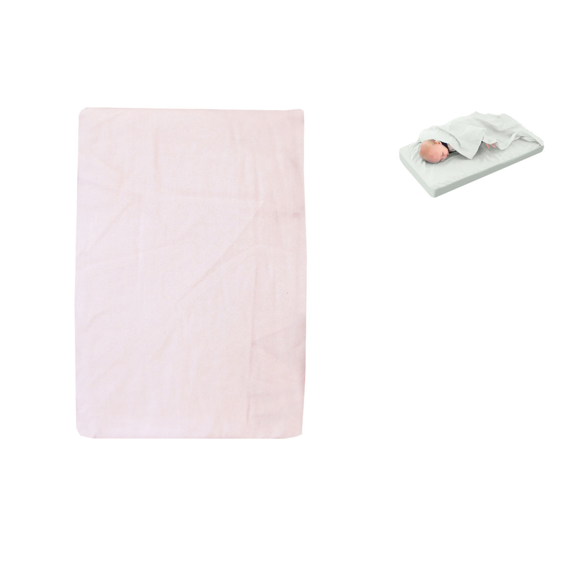 V442-ABR-FITTEDS-BASSINETSOLID-BABYPINK-CT-177507-00 Baby Pink Bassinet Fitted Sheet with a Flat Sheet Sewed Attached - Image 1