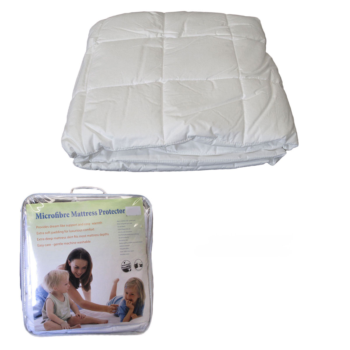 V442-ABR-MATTRESSP-MICROFIBER-WHITE-DS-213166-00 Cotton Japara Cover Microfiber Filling Mattress Protector Double - Image 1