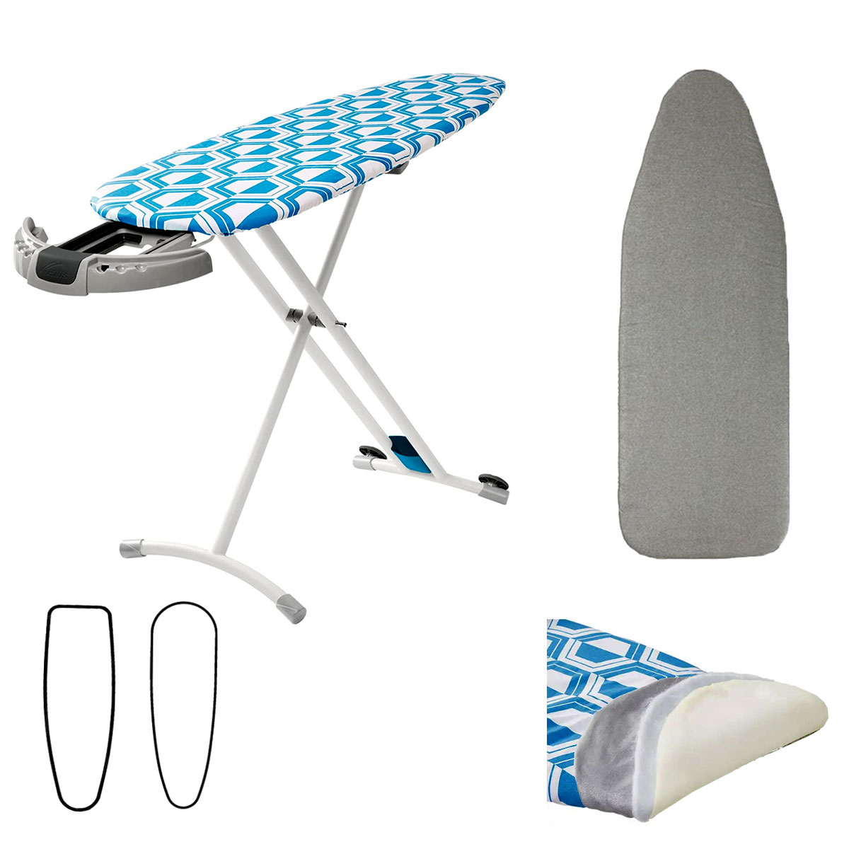 V442-ABR-MISC-IRONINGCOVERREVERSIBLE-BLUE-SH-97057-00 Blue Reversible Premium Large Ironing Board Cover with Underlay 40 x 125 cm - Image 1