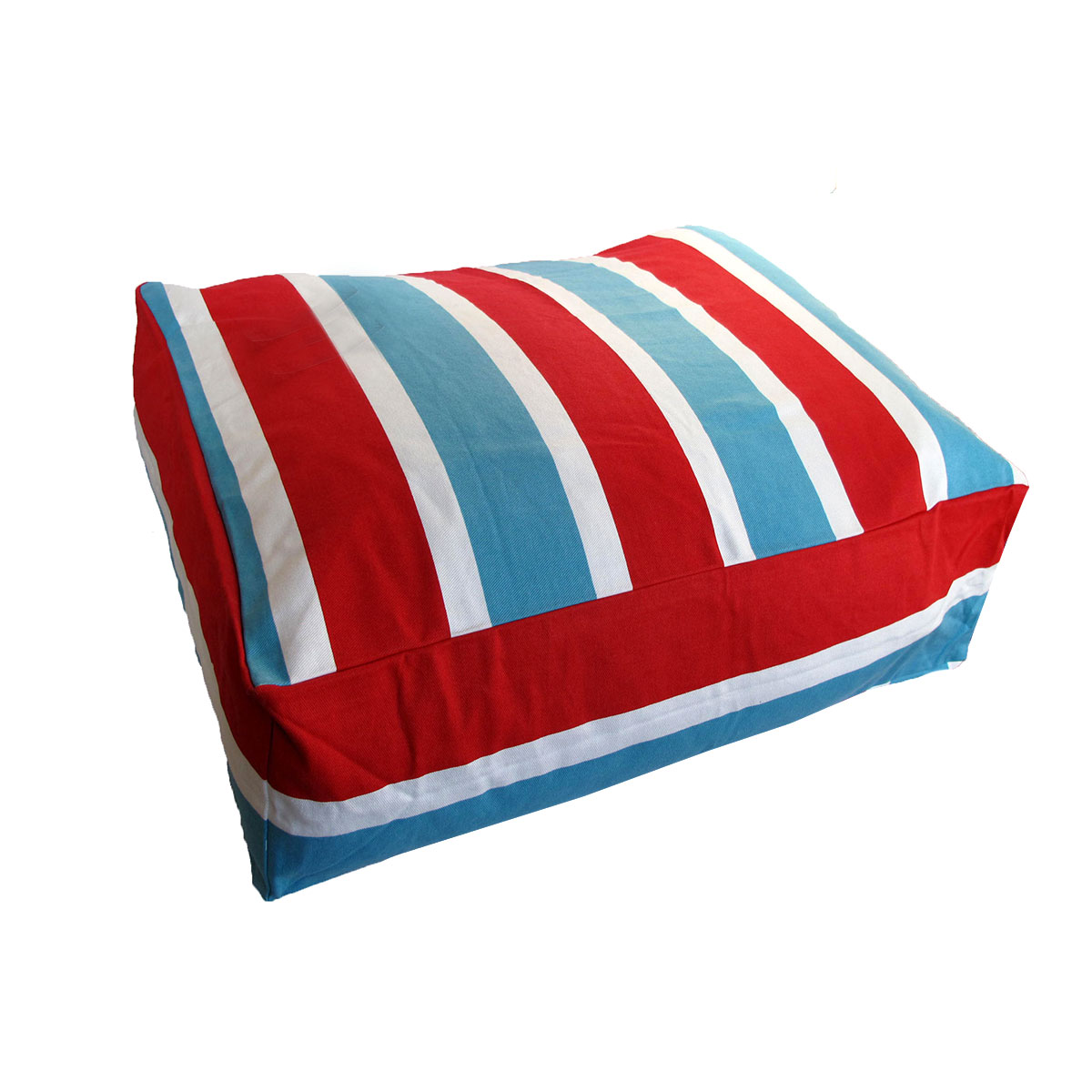 V442-ABR-MISC-PETBEDCOVERS-BLUE-SH-96591-00 Heavy Duty Pure Cotton Pet Dog Bed Cover Small Blue Red Stripes - Image 1
