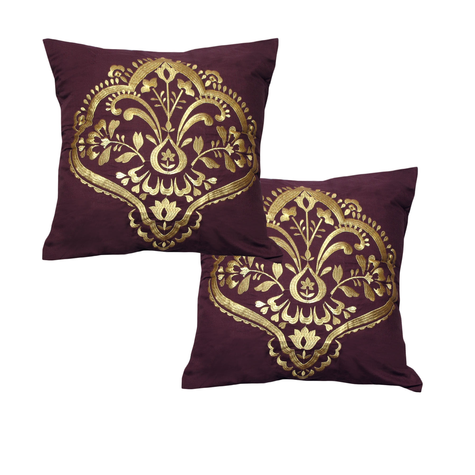 V442-ABR-PILLOWC-HENNA-PLUM-EU-96345-00 Pair of Oriental Style European Pillowcases Henna Plum - Image 1