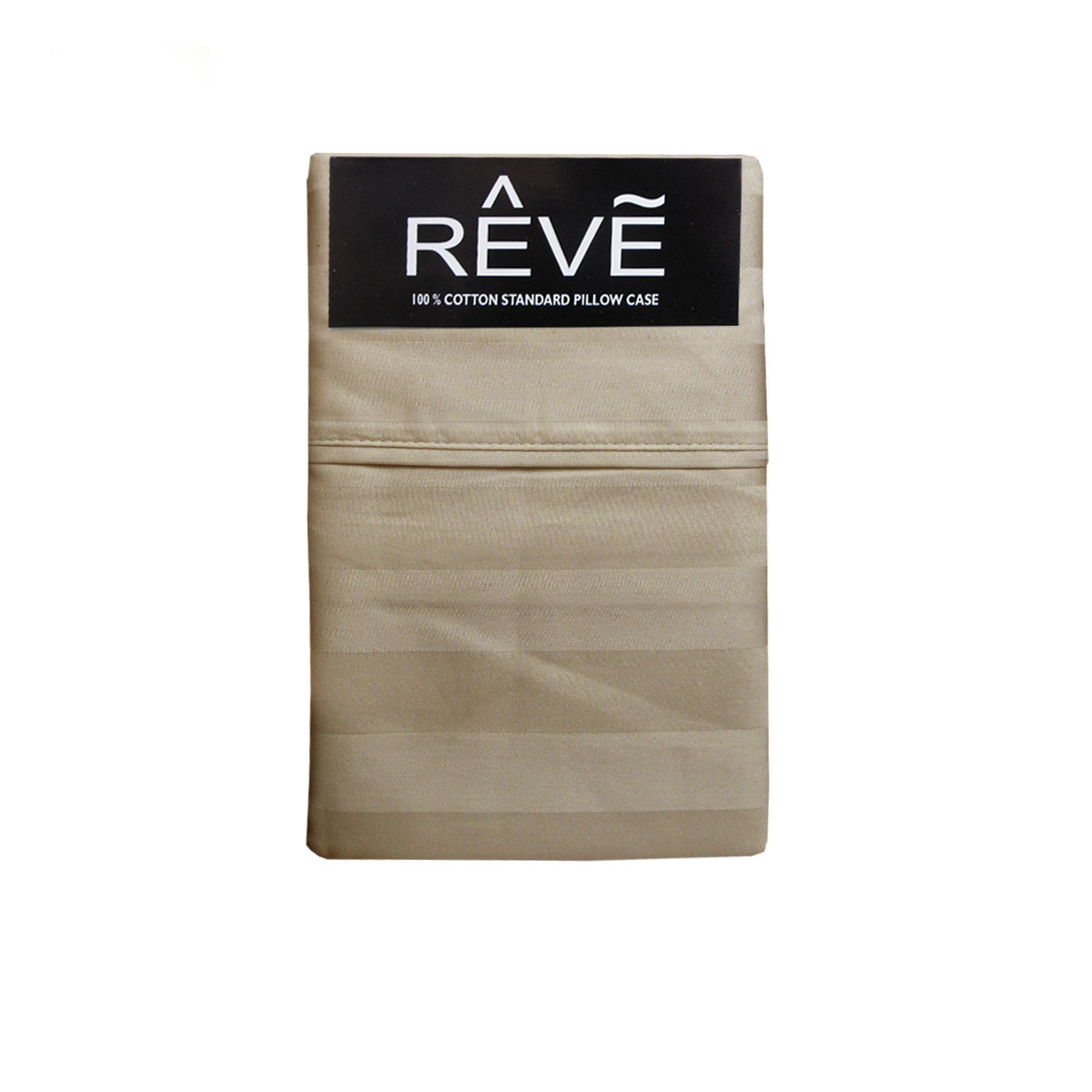 V442-ABR-PILLOWC-PAIRREVEVERTICALSTRP-LATTE-ST-96561-00 Pair of Reve 100% Cotton Standard Pillowcases 48 x 74 cm Vertical Stripe Latte - Image 1
