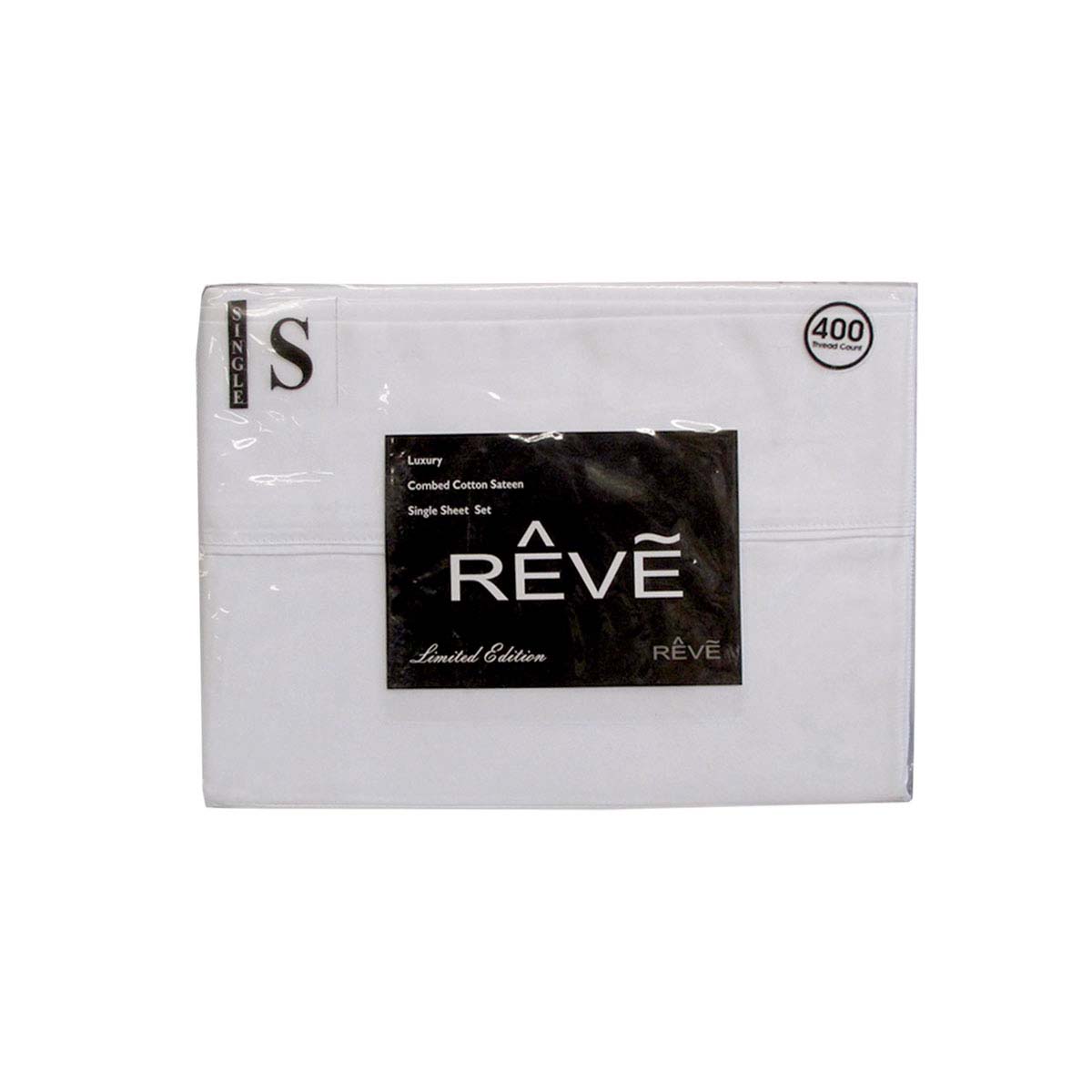 V442-ABR-SHEETS-400TCREVE-WHITE-SB-96363-00 400TC Reve 100% Cotton Sateen Sheet Set White Single - Image 1