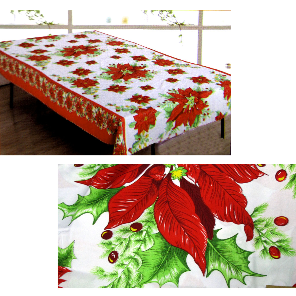 V442-ABR-TABLEC-NL18075XMAS260CM-WHITE-RE-96254-00 Christmas Rectangular Table Cloth NL18075 150x260cm - Image 1