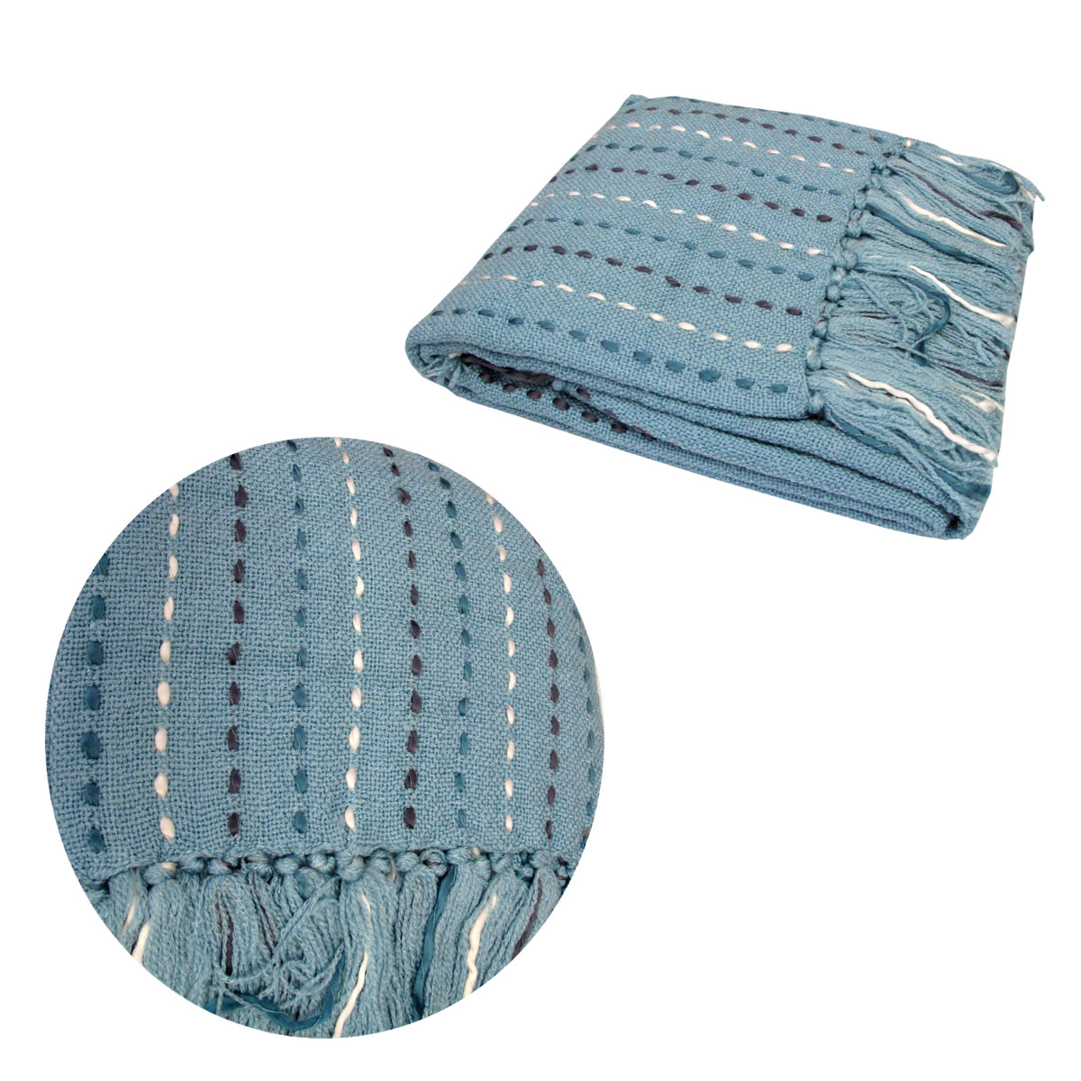 V442-ABR-THROW-GALAXYHANDSTITCH-BLUE-RE-159229-00 Galaxy Blue Hand Stitch Acrylic Throw Rug 110 x 140 cm - Image 1