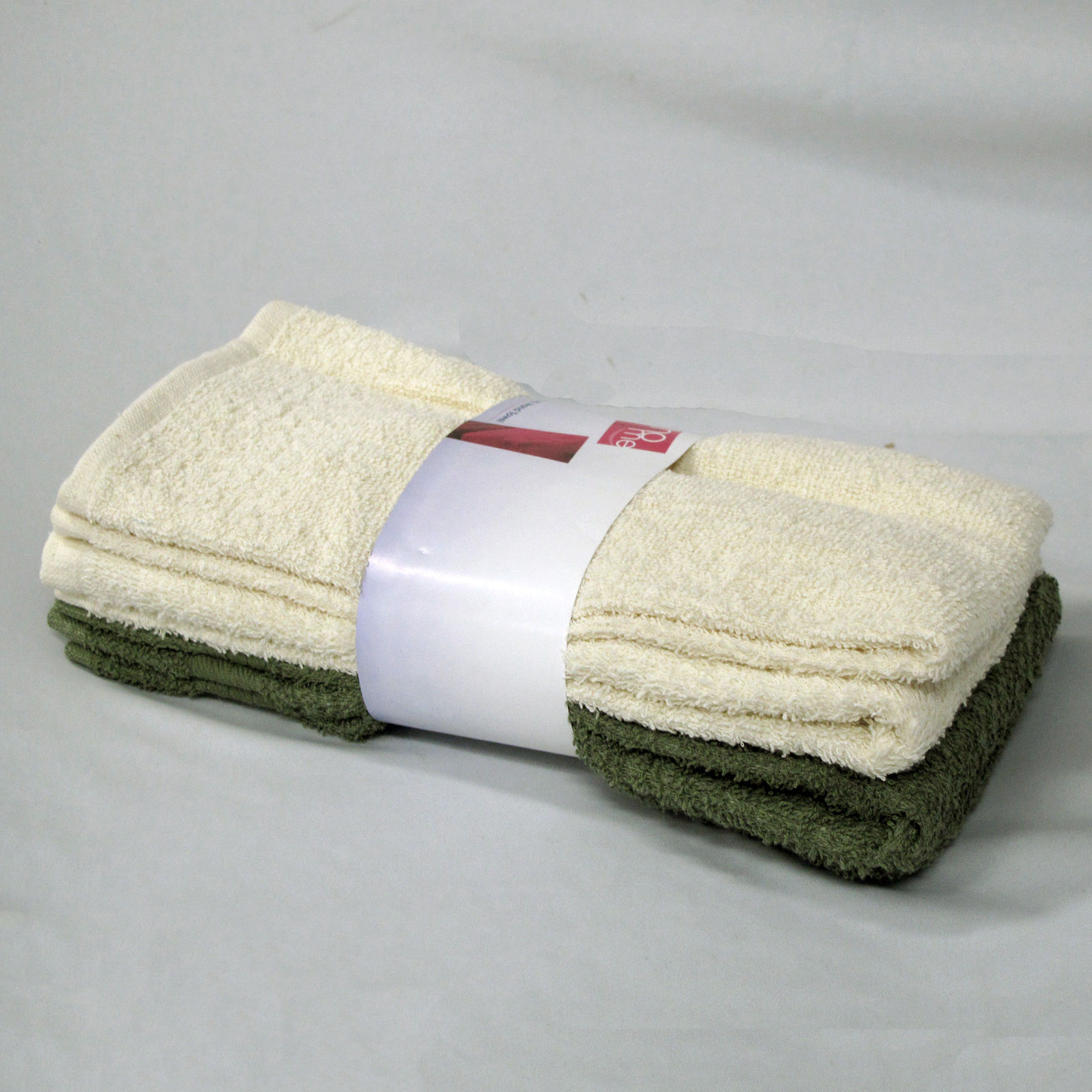V442-ABR-TOWEL-4BUDGETHAND-OLIVECREAM-RE-96549-00 Set of 4 Budget Cotton Hand Towels 42 x 67 cm Olive Cream - Image 1