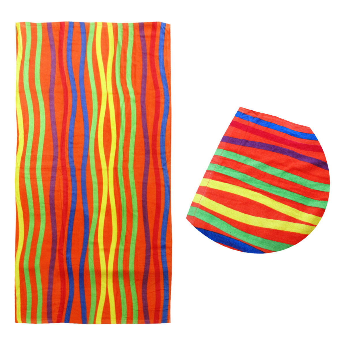 V442-ABR-TOWEL-BRIGHTSTRIPES-MULTI-RE-97303-00 Bright Stripes Cotton Velour Printed Beach Towel - Image 1