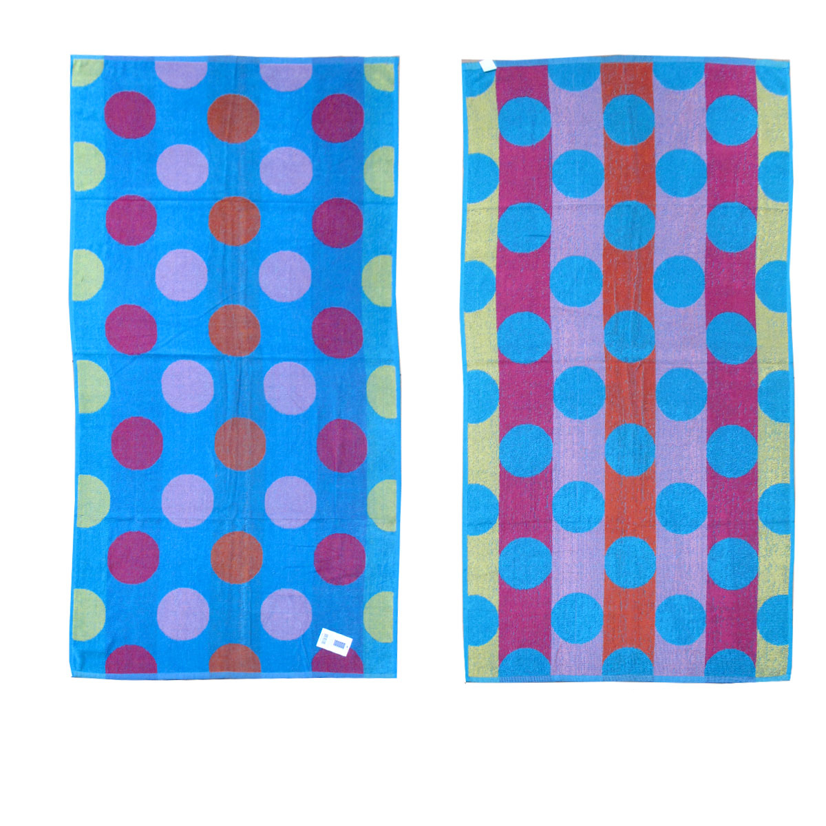 V442-ABR-TOWEL-CIRCLES-BLUE-RE-96256-00 Jacquard Velour Reversible Beach Towel Blue Circles - Image 1