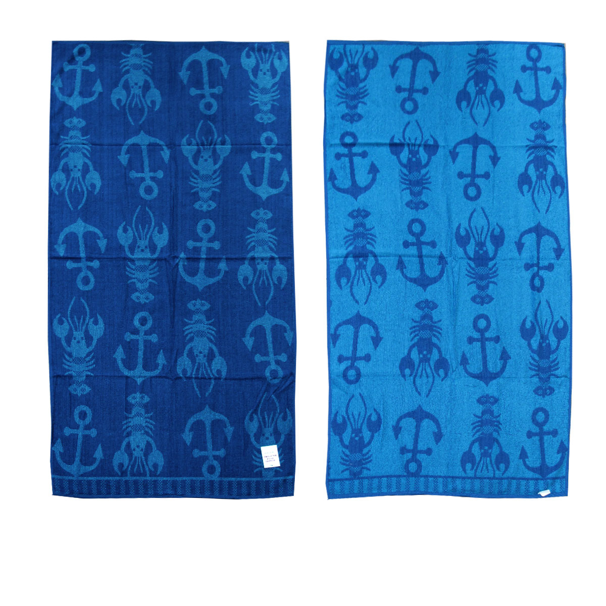 V442-ABR-TOWEL-LOBSTER-BLUE-RE-96257-00 Jacquard Velour Reversible Beach Towel Blue Lobster Anchor - Image 1