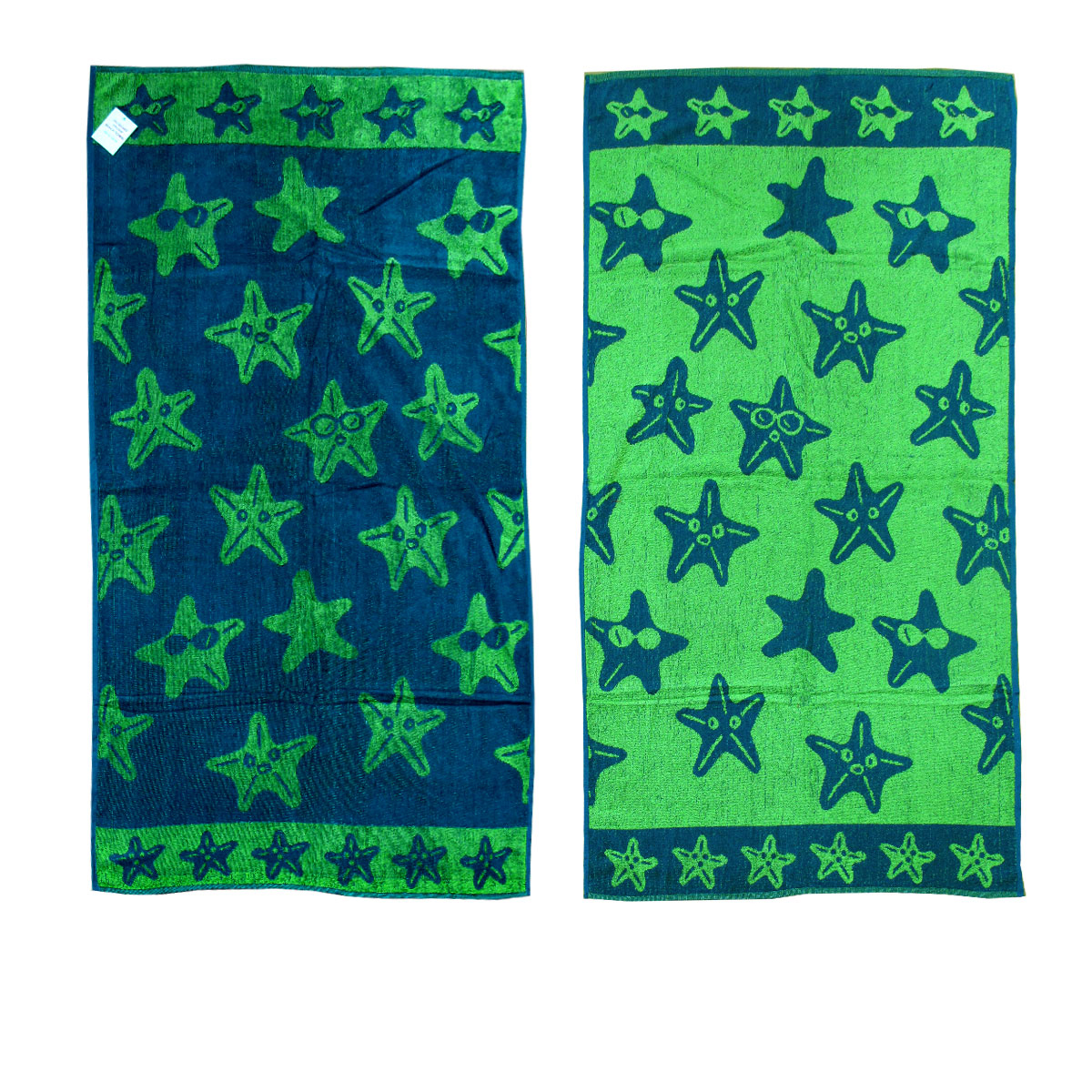 V442-ABR-TOWEL-STARS-BLUE-RE-96260-00 Jacquard Velour Reversible Beach Towel Blue Stars - Image 1