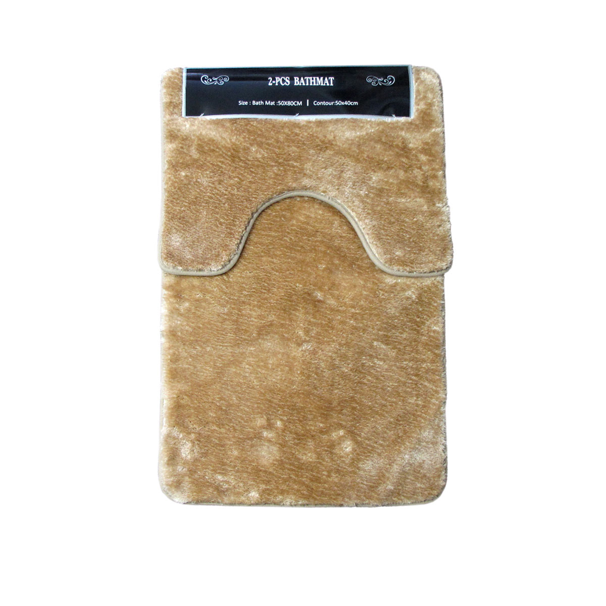V442-ATX-BATHM-2PCESORRENTO-LATTE-SH-202862-00 2 Pce Sorrento Plush Quality Non-slip Rubber Back Bath Mat Set Latte - Image 1