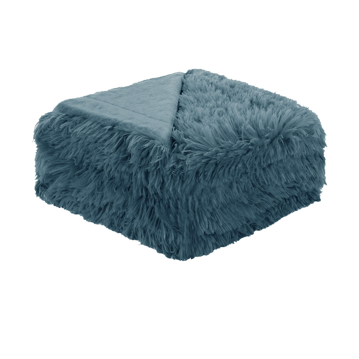 V442-ATX-BLANKET-SHAGGY-DUSKBLUE-QS-79522-00 Hotel Living Soft Shaggy Long Hair Blanket Queen Dusk Blue - Image 1