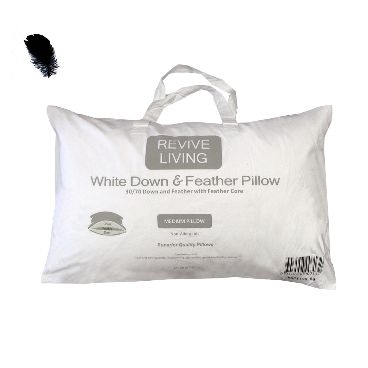 V442-ATX-PILLOW-FEATHERDOWN-WHITE-ST-79297-00 70% Feather 30% Down Superior Medium Standard Pillow 48 x 73 cm - Image 1