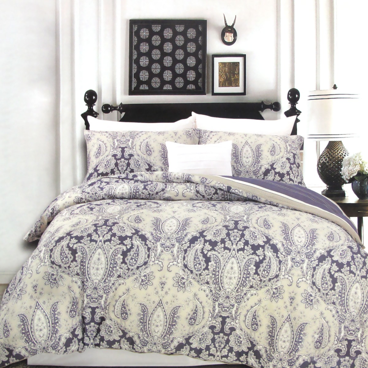 V442-ATX-QUILTCS-ELIZABETH-MAUVE-QS-95357-00 250TC Cotton Reversible Quilt Cover Set Elizabeth Queen - Image 1