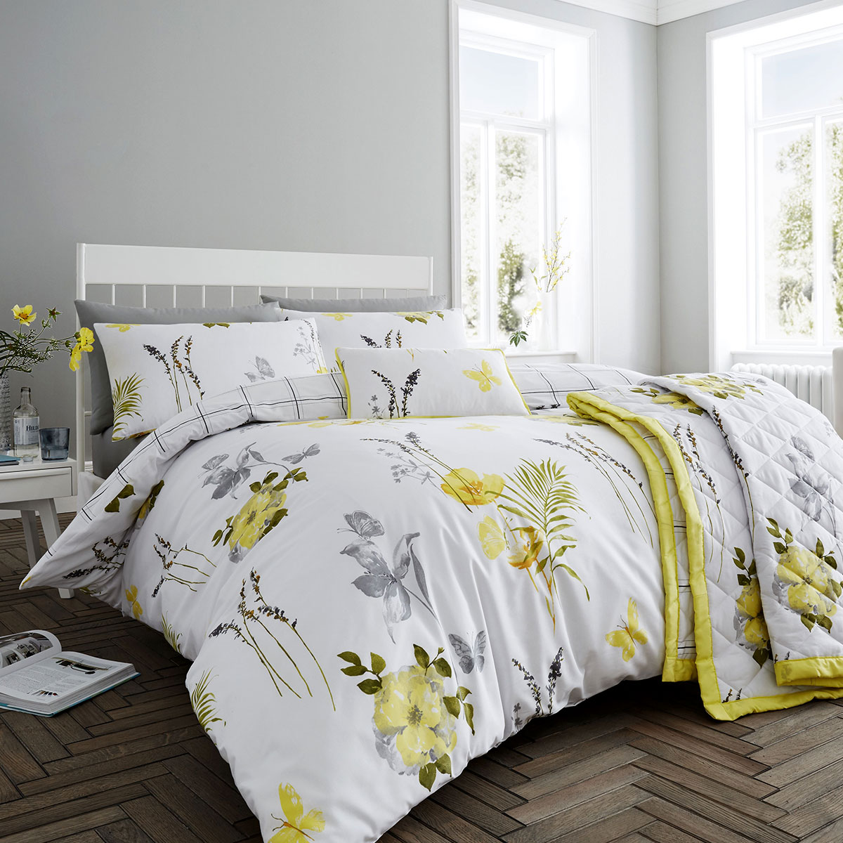 V442-ATX-QUILTCS-FLORA-YELLOW-KI-79329-00 Flora Yellow Quilt Cover Set King - Image 1