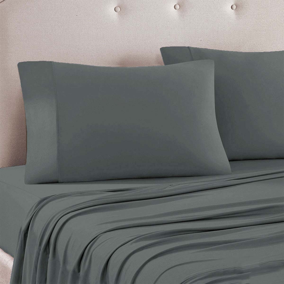 V442-ATX-SHEETS-24MICROFBER-GREY-KI-173799-00 Art Terrace Microfiber Sheet Set King 33cm Wall Grey - Image 1