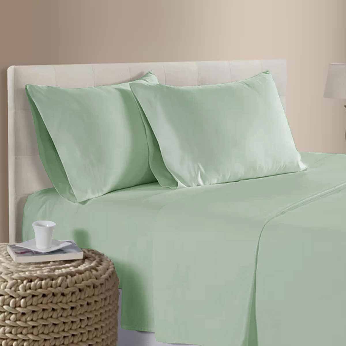 V442-ATX-SHEETS-25COTTON400TC-SAGE-QS-202506041130-00 400TC 100% Cotton Sateen Premium Sheet Set 40cm Wall Sage Queen - Image 1