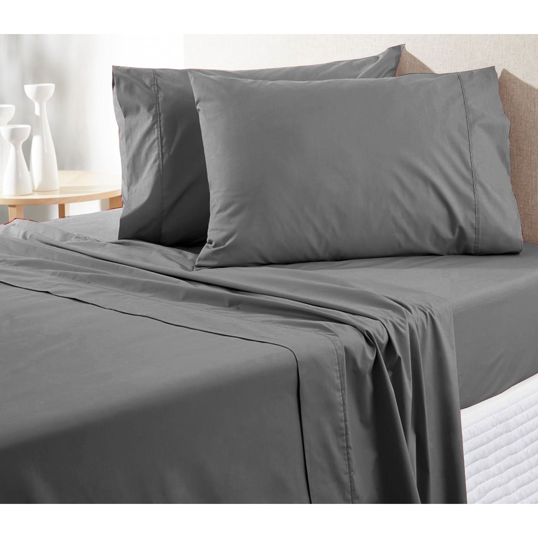V442-ATX-SHEETS-300TC-GREY-QS-202503121031-00 300TC Pure Cotton Sheet Set Queen Grey - Image 1