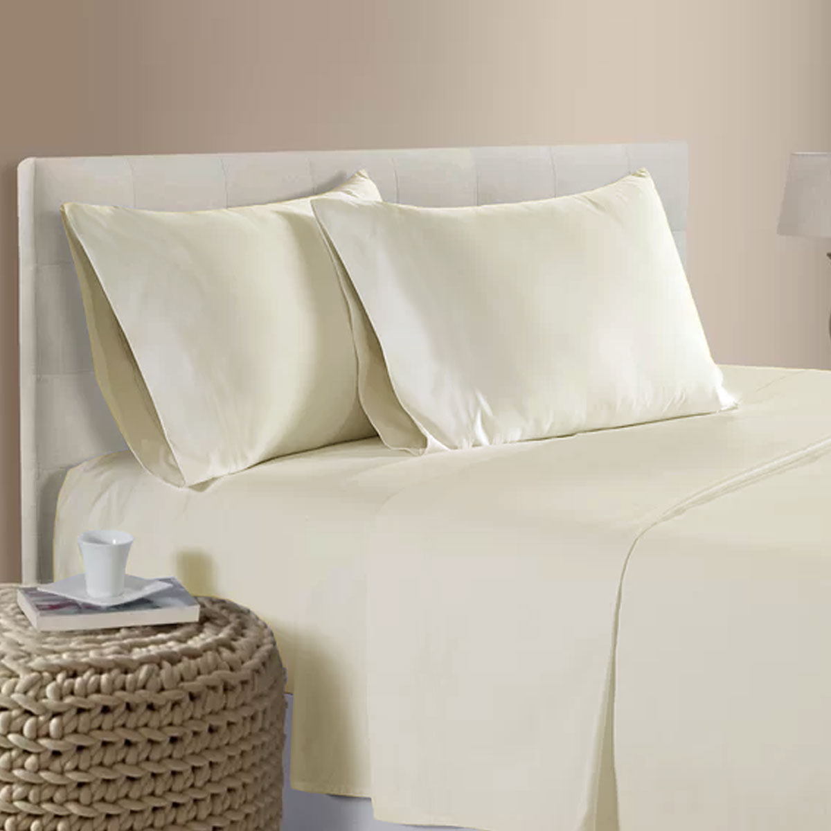 V442-ATX-SHEETS-400TCBAMBOO-CREAM-QS-202503241652-00 400TC Bamboo Cotton Sheet Set Cream Queen - Image 1
