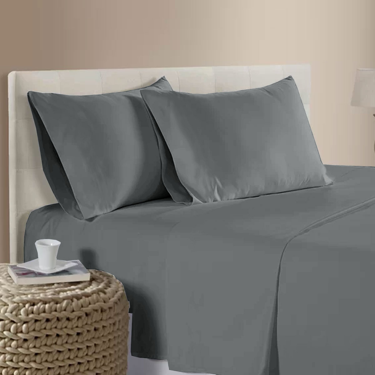 V442-ATX-SHEETS-400TCBAMBOO-PEWTER-QS-79373-00 400TC Bamboo Cotton Sheet Set Pewter Queen - Image 1