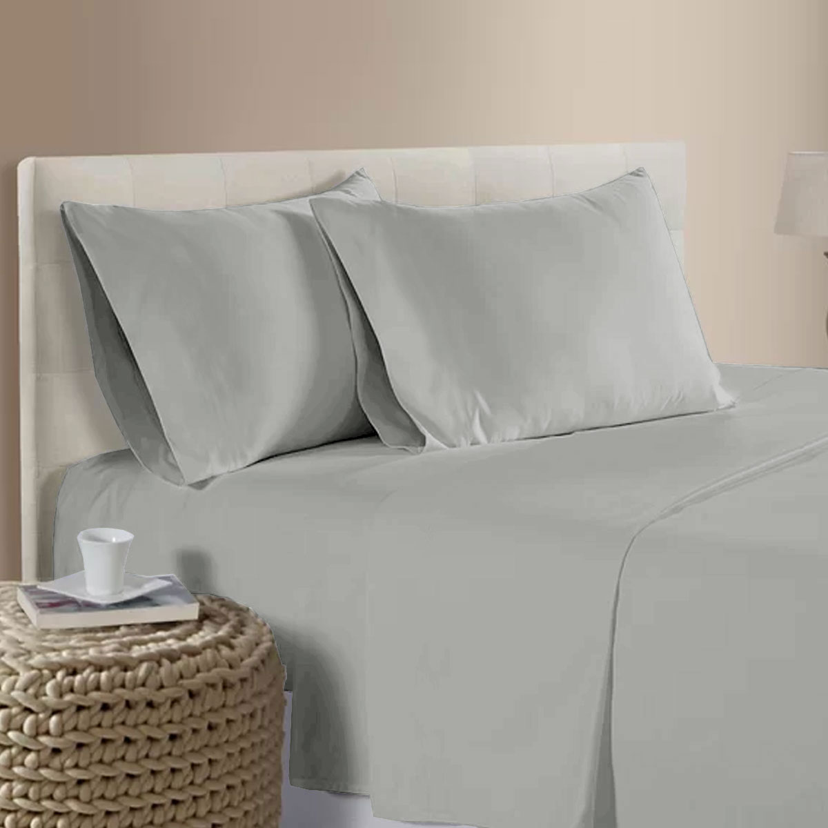 V442-ATX-SHEETS-400TCBAMBOO-SILVER-QS-79503-00 400TC Bamboo Cotton Sheet Set Silver Queen - Image 1
